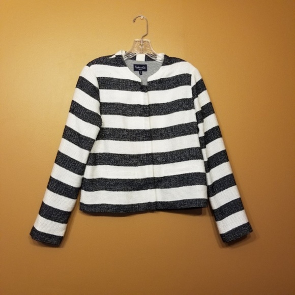 Anthropologie Splendid Navy Striped Cropped Jacket - Picture 2 of 7
